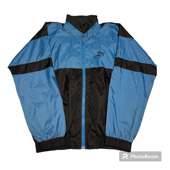 Vintage 90’s Puma blue/black windbreaker size medium - Picture 1 of 3